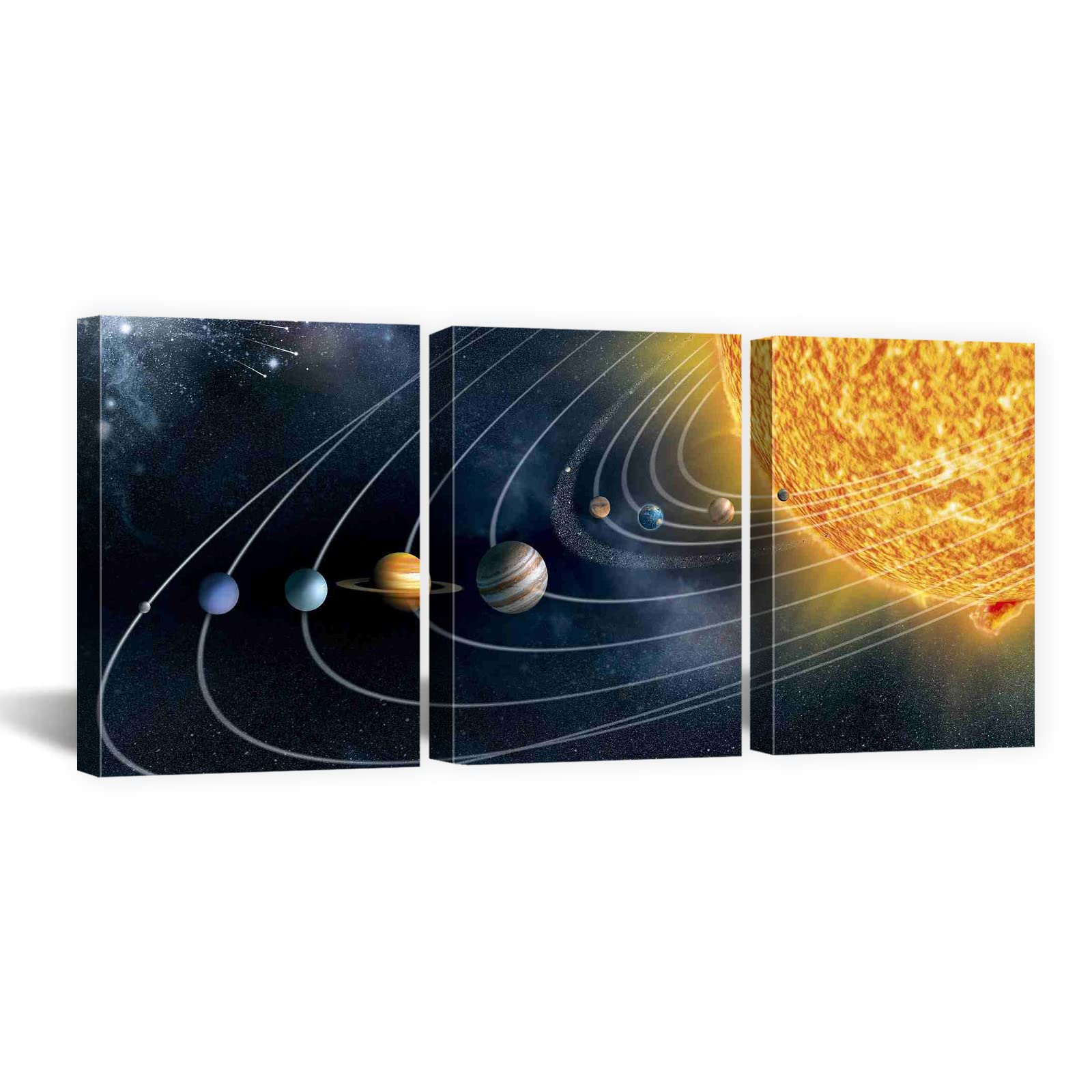 CCWACPP 3 Panel Outer Space Canvas Wall Art Planet Posters Prints Abstract Universe Paintings Artwork for kids room Bedroom office Home Decoration Ready to Hang (Universe -02, 12"x16"3P(30x40cmx3P))