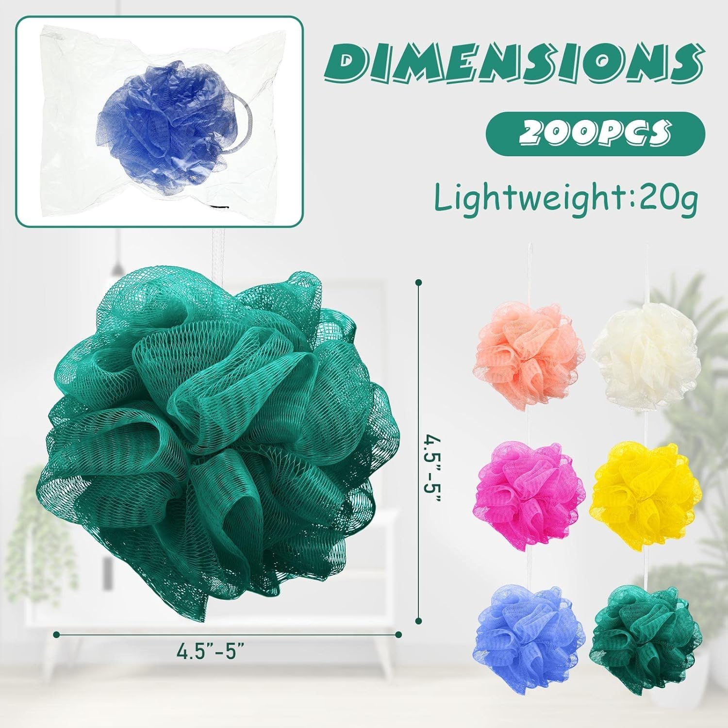 Sunnyray Bath Loofahs, Exfoliating Mesh Bath Puffs