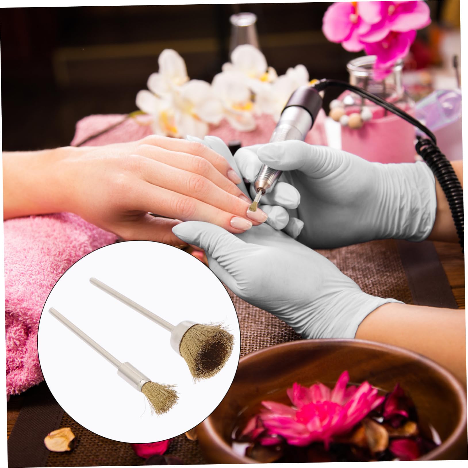 Healeved 20pezzi Spazzola Rame Per Pulizia Punta Trapano Per Unghie Strumenti Di Pulizia Per Nail Art Professionale Per Manicure e Pedicure
