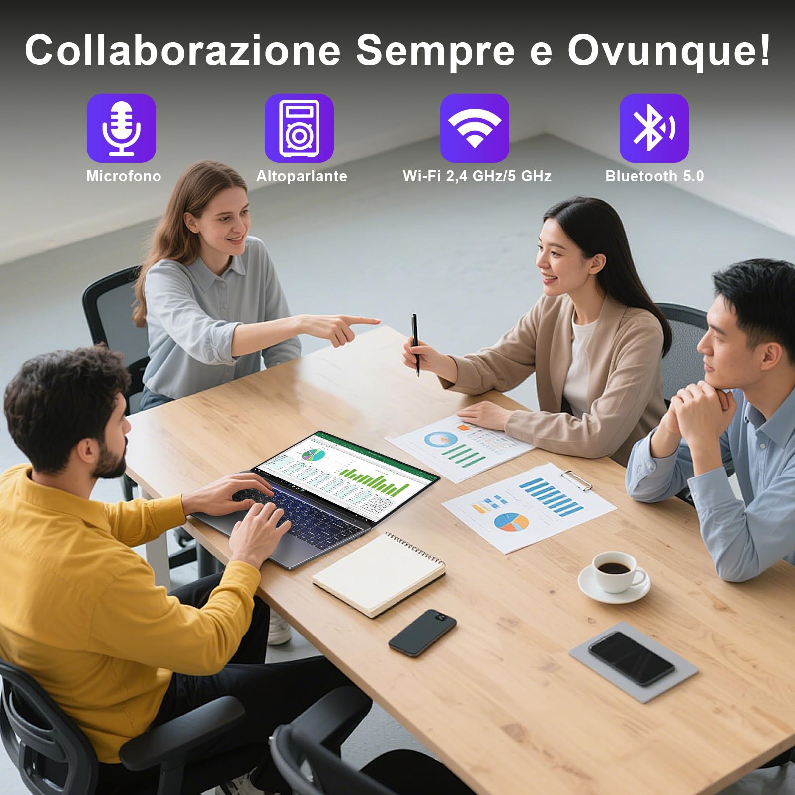 bvate 2026 PC Portatile 14 pollici Notebook Win 11 upto 2.8 GHz 256 GB ROM Supporta l'espansione SSD 1TB Celeron N4020 2.4G+5G WiFi 4.2 USB HDMI Tastiera italiana membrana mouse senza fili-Grigio