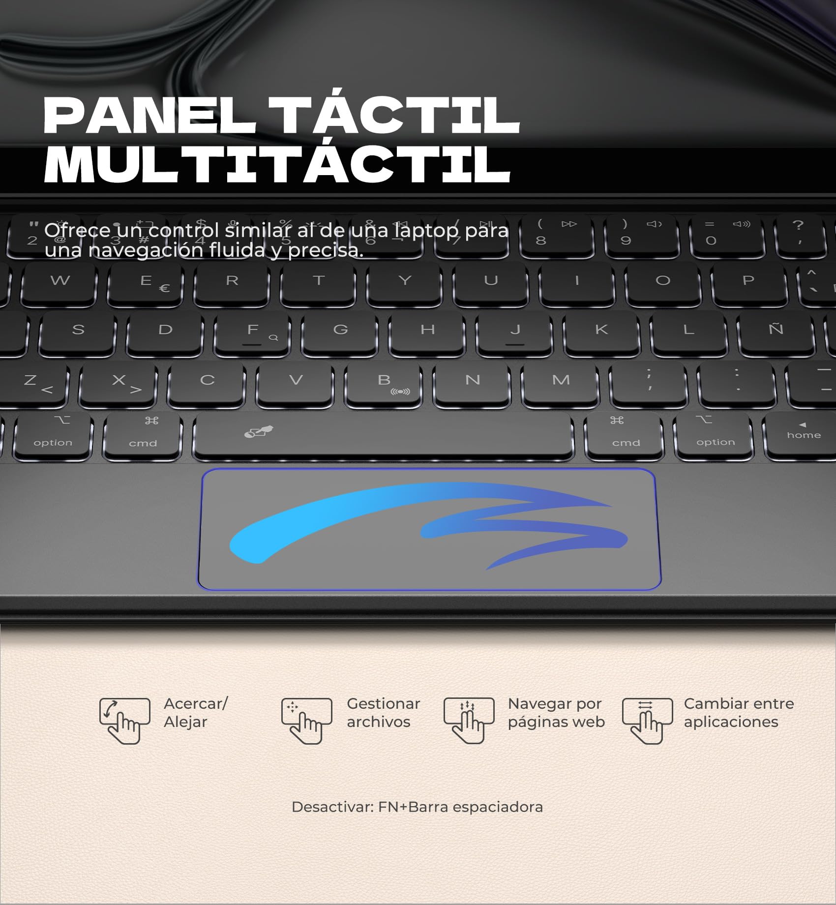 Dexnor Teclado para iPad Air 11" M4/M3/M2(2026/2025/2024), iPad Air 5/4 Generación, iPad Pro 11 4/3/2/1 Gen., Magnético Ultrafino Folio Desmontable Trackpad Multitáctil Retroiluminación, Negro