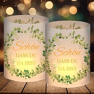 12 Tea Light Holders, Table Decoration for Birthday, Wedding, Communion, Confirmation, Eucalyptus Green Decoration for Women, Men, Girls, Boys