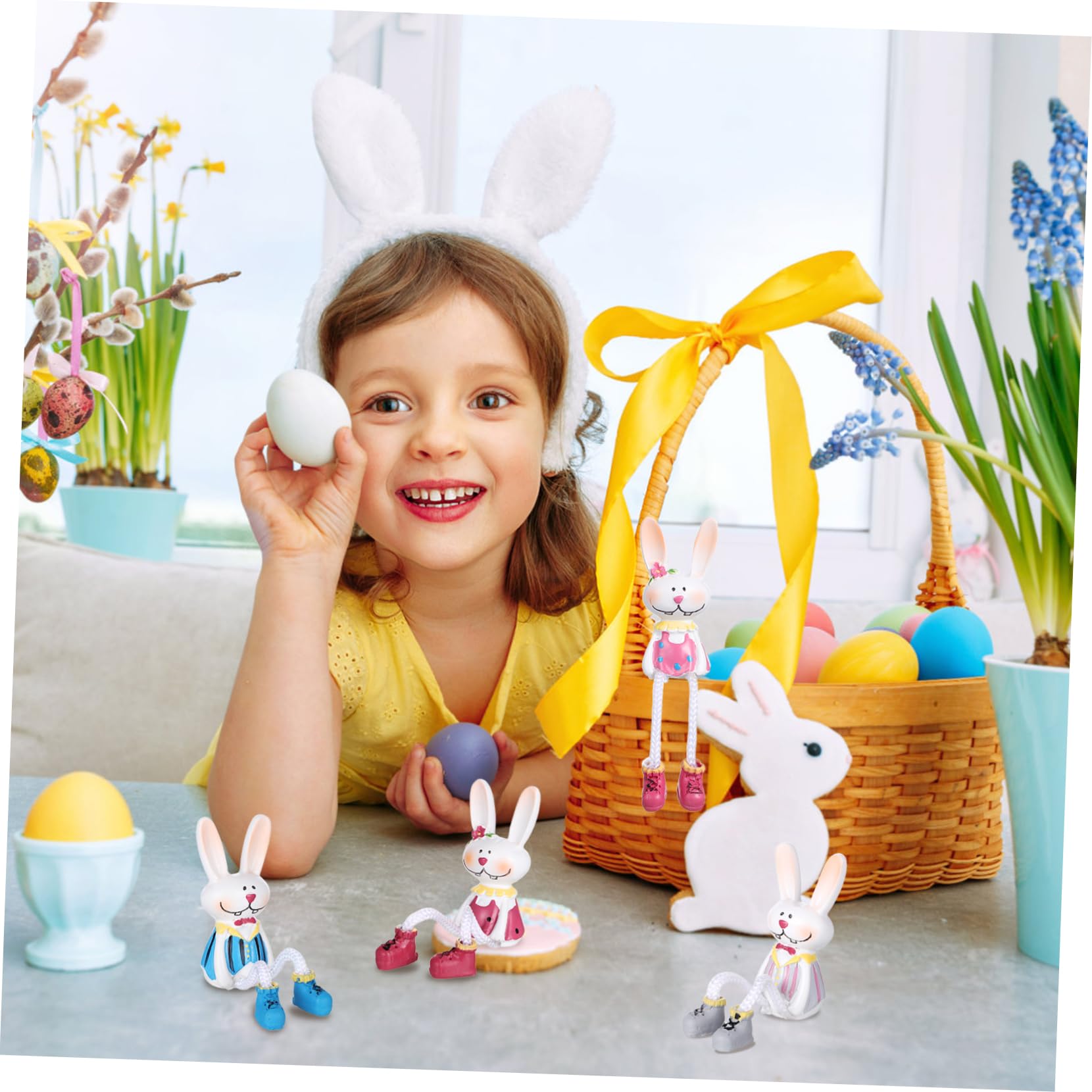 POPETPOP 12stücke Osterhase Figuren Aus Resin Niedliche Tischdekoration Für Zuhause Büro Und Cafés Hochwertige Kunsthandwerksornamente Für Frühlingsfeste