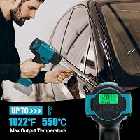 DriSubt Hőlégfúvó Makita 18V Akkumulátorokhoz - LCD Kijelző, 550°C, Állítható Hőmérséklet, 8 Fúvóka, Festékeltávolításhoz, Forrasztáshoz, Ba 9