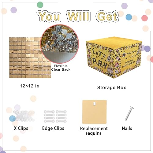 Miniatura 3 de Paneles de fondo de pared brillantes, telón de fondo cuadrado con lentejuelas, decoración de pared para cumpleaños, aniversario, boda, compromiso