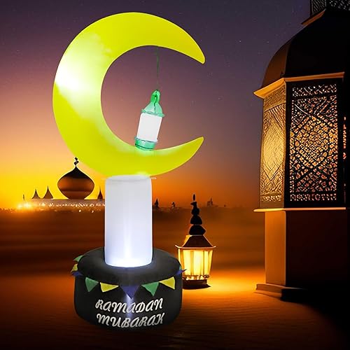 Miniatura 7 de Decoración inflable de Ramadán de 6.7 pies, decoración de Ramadán al aire libre, luces LED de Ramadán, farol, luces de Ramadán, decoración de luna y