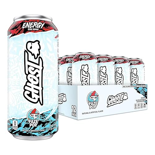 GHOST Energy x Faze Clan (Faze Pop) - Bebida energética de alto rendimiento, paquete de 12 latas de 16 onzas, energía y enfoque, sin colores