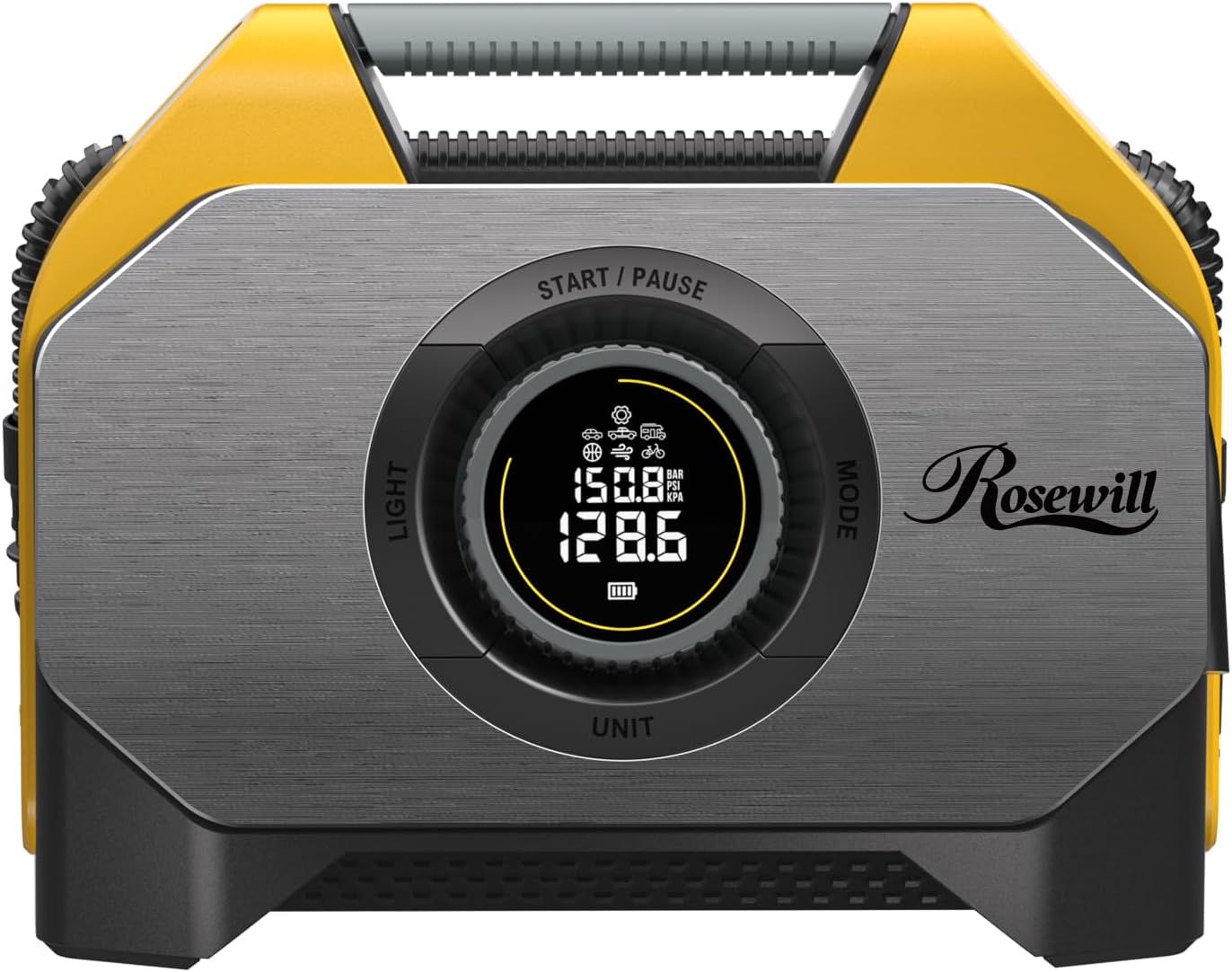 Rosewill Vortex RS6C Cordless Tire Inflator Portable Air Compressor, 160 PSI Air Pump for Car Tires with 15600 mAh Battery, 100% Duty Cycle & Dual Cylinder, Air Pump for Heavy-Duty Vehicle, Orange