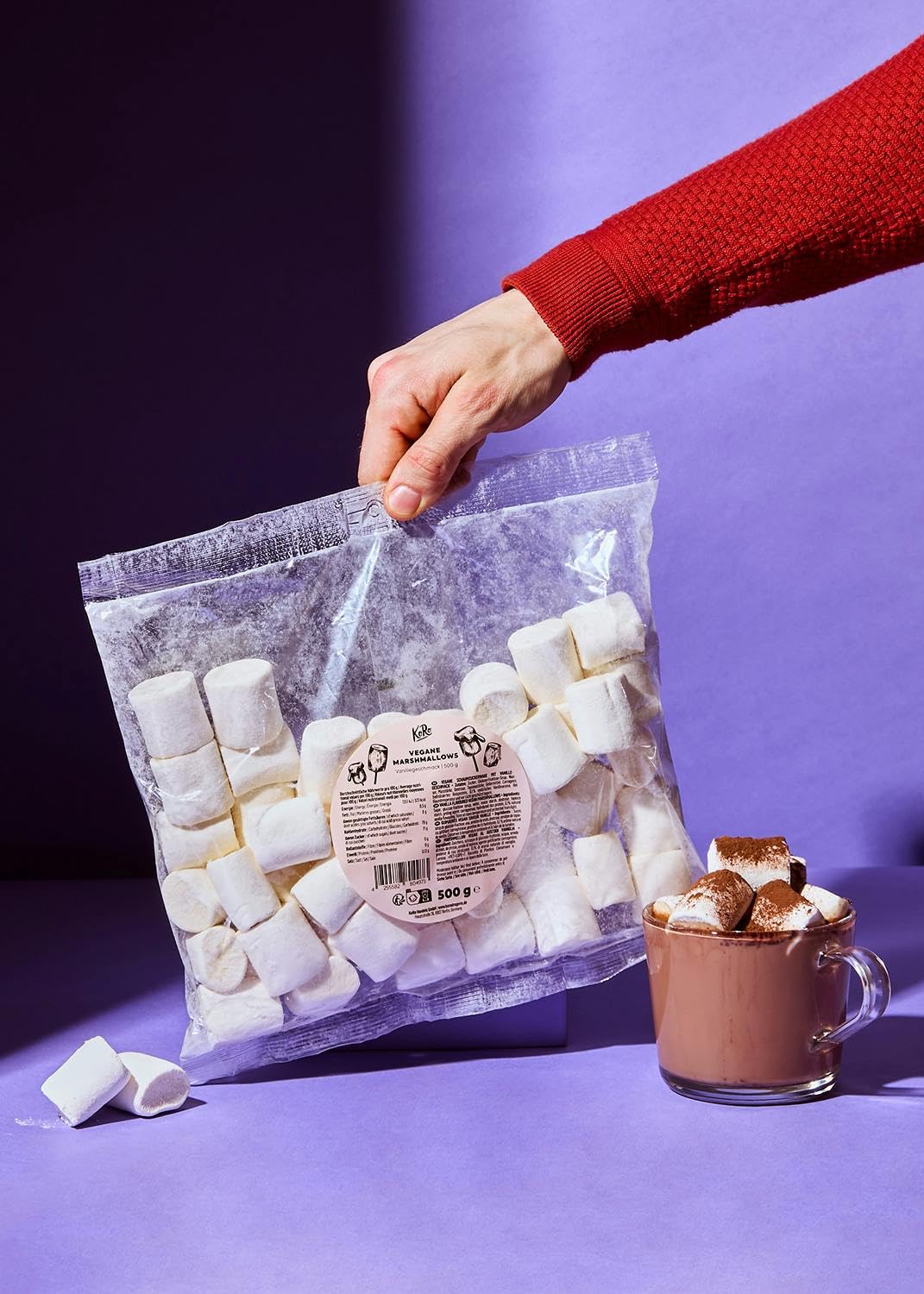 KoRo - Marshmallows Vegan 500g - Marshmallows Extra Larges - Douces et Sucrées - Vegan - Saveur Vanille Subtile