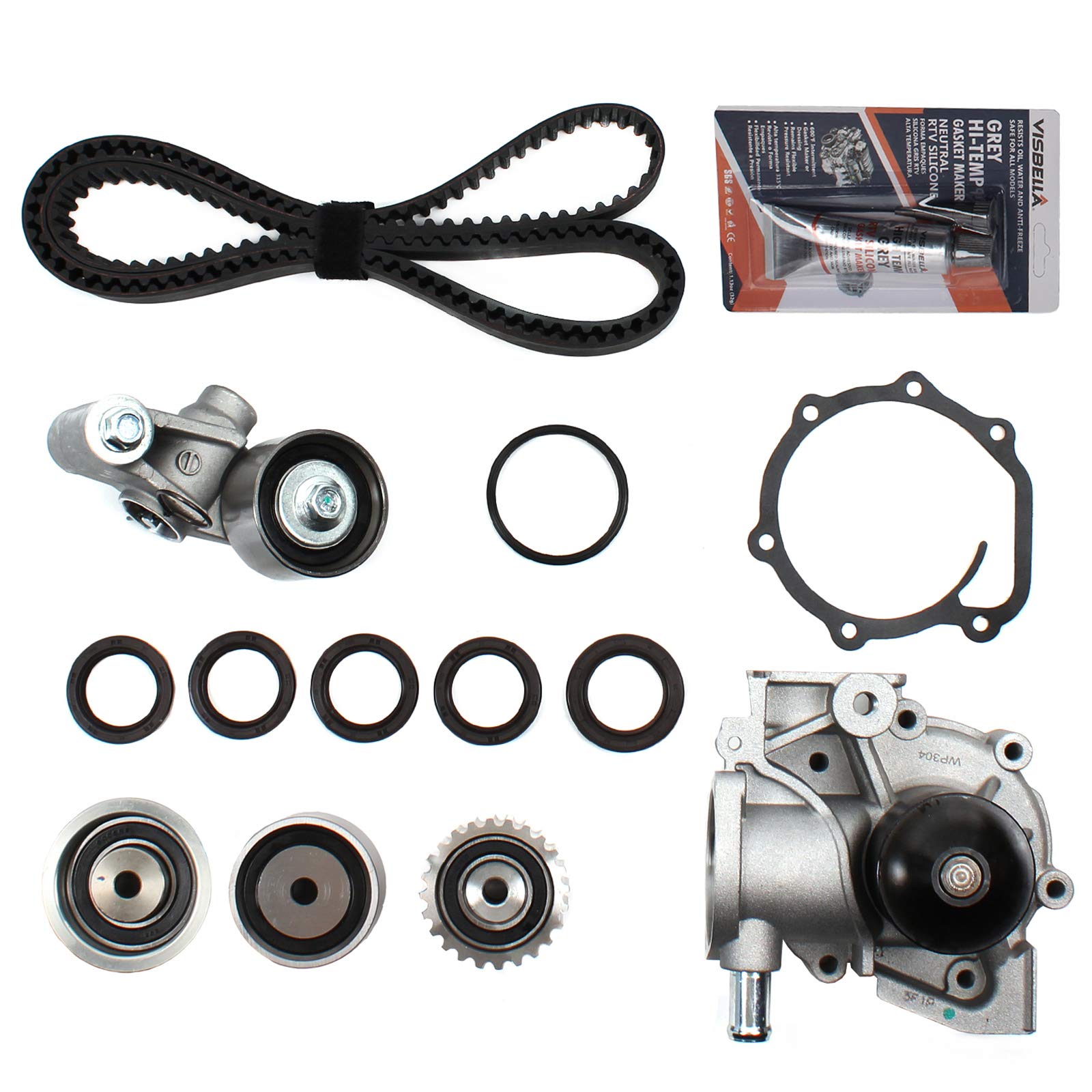 CNS EnginePartsNew TSW304SI (223 TEETH) Timing Belt Kit w/HNBR OEM GRADE Belt & Water Pump Set w/RTV Silicone