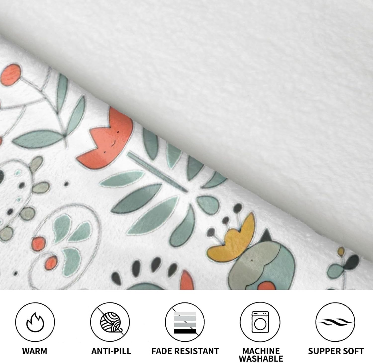 Funny Cats Birds And Flowers Print Oversized Blanket Hoodie, Wearable Blanket Hooded,Hooded Pullover With Pocket