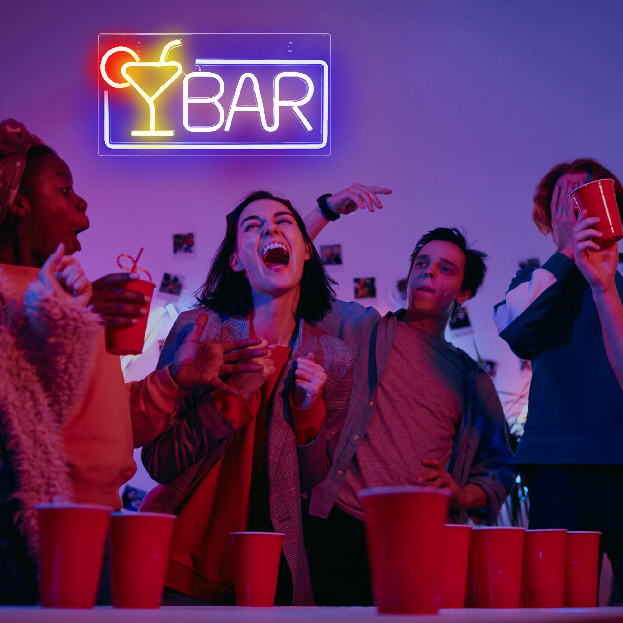 Bar-cocktail luce neon, festa, segnale acrilico illuminato, alimentazione USB, per bar, feste, segnali luminosi, decorazione da parete