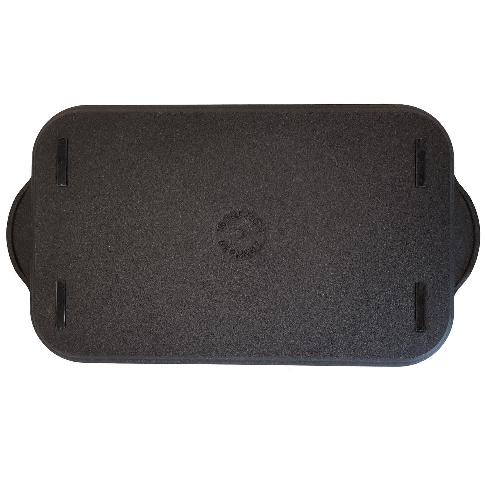 Eurolux Aluguss Teppanyaki Grillplatte 43 x 28 cm - Guss-Bratplatte für alle Herdarten inkl. Induktion & Grill - Antihaftversiegelung - glatte beschichtete Oberfläche - Made in Germany
