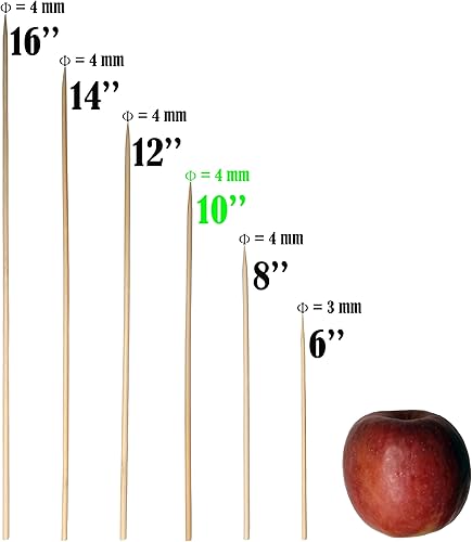 Miniatura 10 de Brochetas de bambú de 8 pulgadas para barbacoa, aperitivo, fruta, cóctel, kebab, kabob, parrilla, fuente de chocolate, cocina, manualidades y