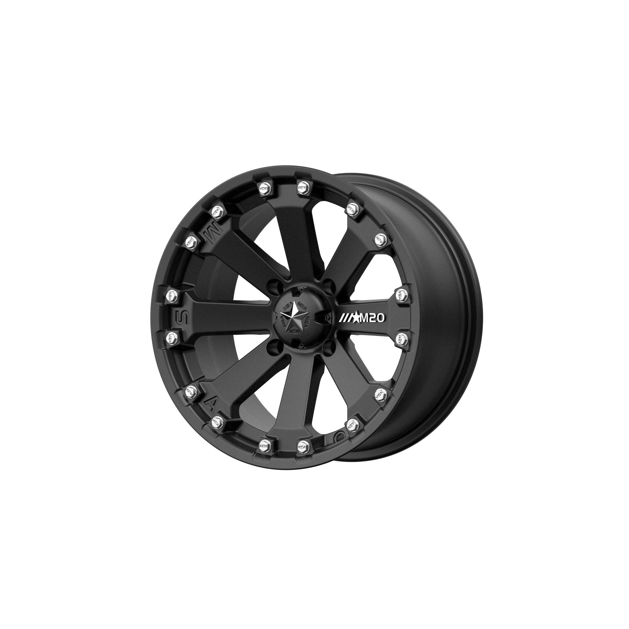MotoSport Alloys M20 Kore Satin Black Wheel with Flat Finish and Chromium (hexavalent compounds) (14 x 7. inches /4 x 156 mm, 0 mm Offset)