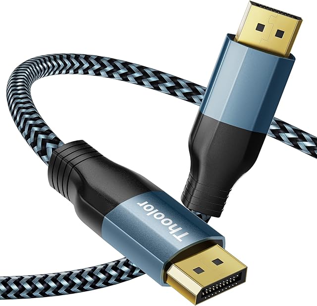 Thoolor DisplayPort Cable 2M, 4K Display Port to Display Port Cable, DP 1.2 (4K@60Hz, 4K@144Hz, 1080P@240Hz) High Speed 21.6Gbps, Nylon Braided DP to DP for 144Hz Gaming Monitor, HDTV, Laptop, PC