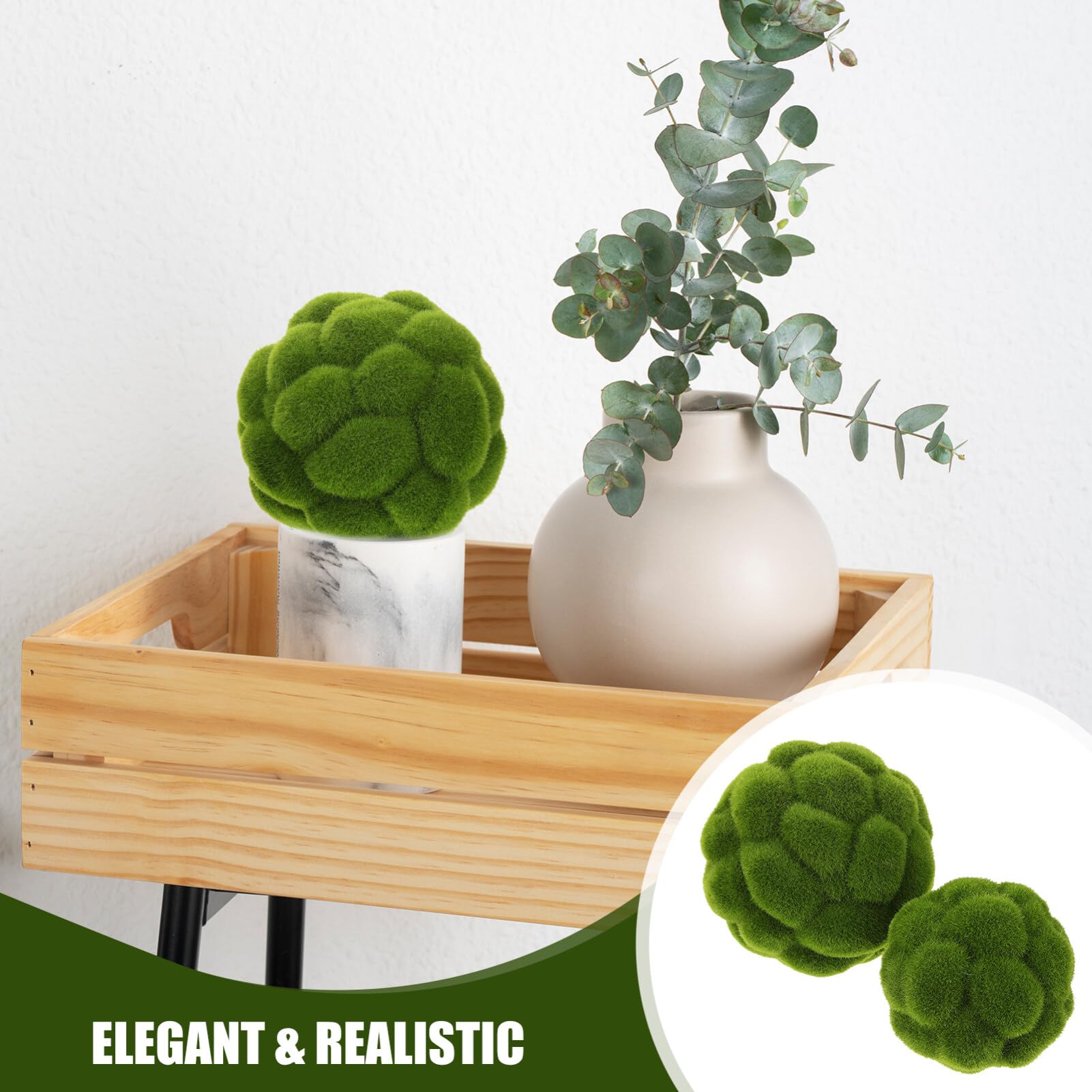 Cabilock Grüne Mooskugeln, dekorativ für Tafelaufsatz, Schalen, künstliche Mooskugeln, künstliche Pflanze, Mooskugeln, Ornament für Garten, Hochzeit, Party, Dekoration (9,9 cm/11,9 cm), 8 Stück