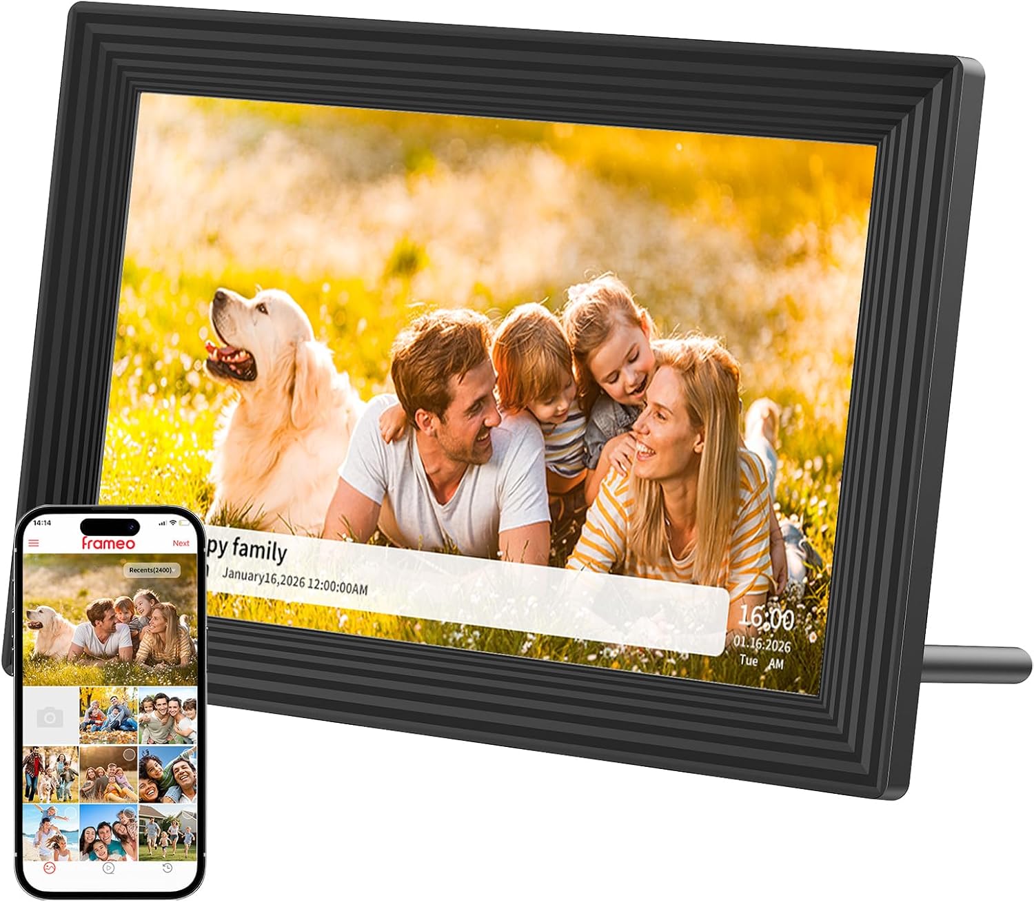 Digital Picture Frame,10.1 Inch Frameo Digital Photo Frame, 1280x800 IPS LCD Touch Screen,16GB, Supports SD Cards,Share Happy Moments Instantly via Frameo App from Anywhere,Best Gifts for Your Loves