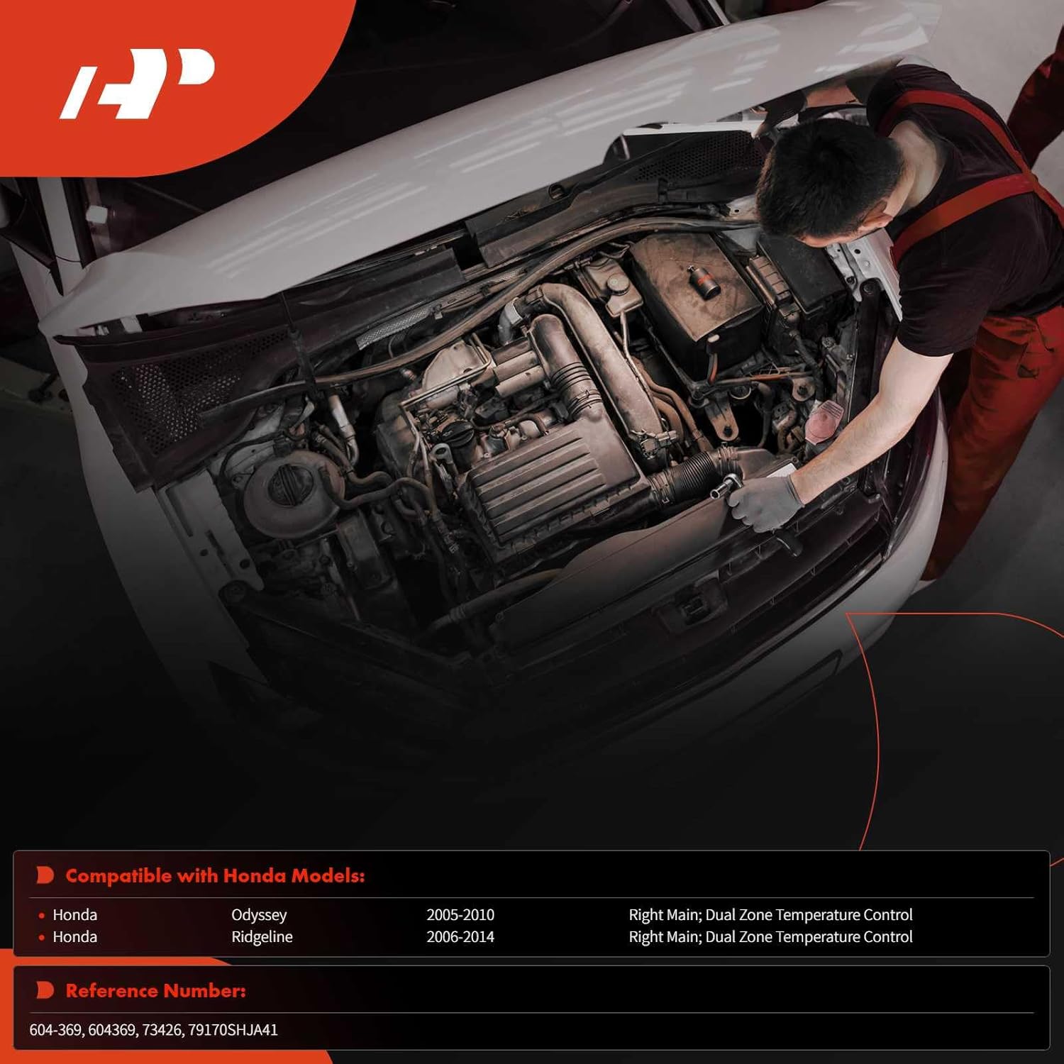 A-Premium HVAC Heater Blend Door Actuator Compatible with Honda Odyssey 2005-2010, Ridgeline 2006-2014, Right Main, Temperature, Replace# 79170SHJA41