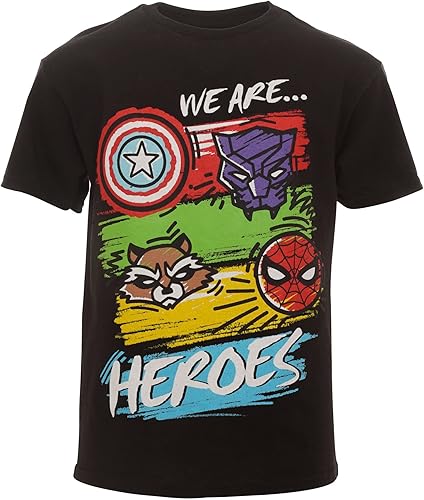 Miniatura 2 de Marvel Paquete de 3 camisetas de los Vengadores Spider-Man Thor de Iron Man para niños pequeños y grandes