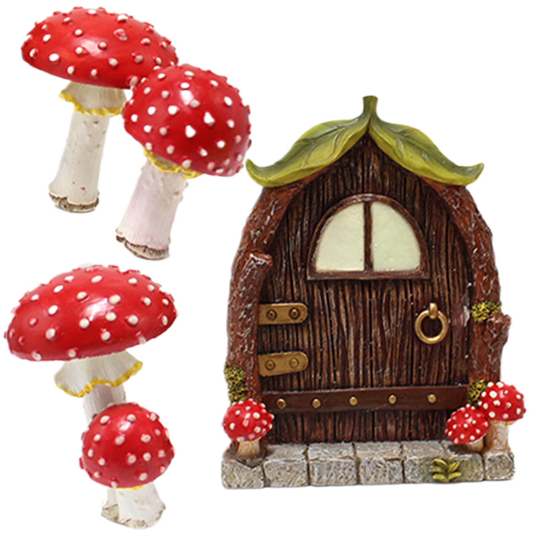 Vistnale Elf Door|Fairy Door for Tree Trunk, Resin Elf Luminous Fairy Garden with Mini Mushroom Ornament Garden Kit Glow in the Dark Accessories