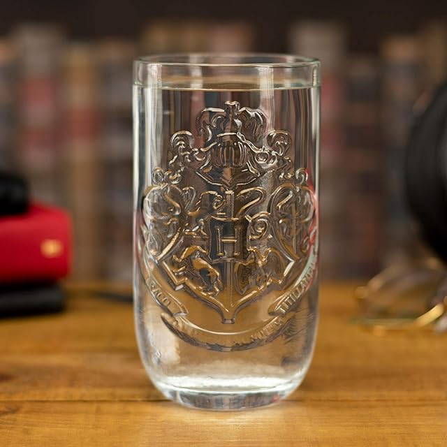 Paladone PP4952HP Hogwarts Crest Drinking Glass, Harry Potter Officially Licensed Merchandise, Multicolour, 1 Count (Pack of 1)