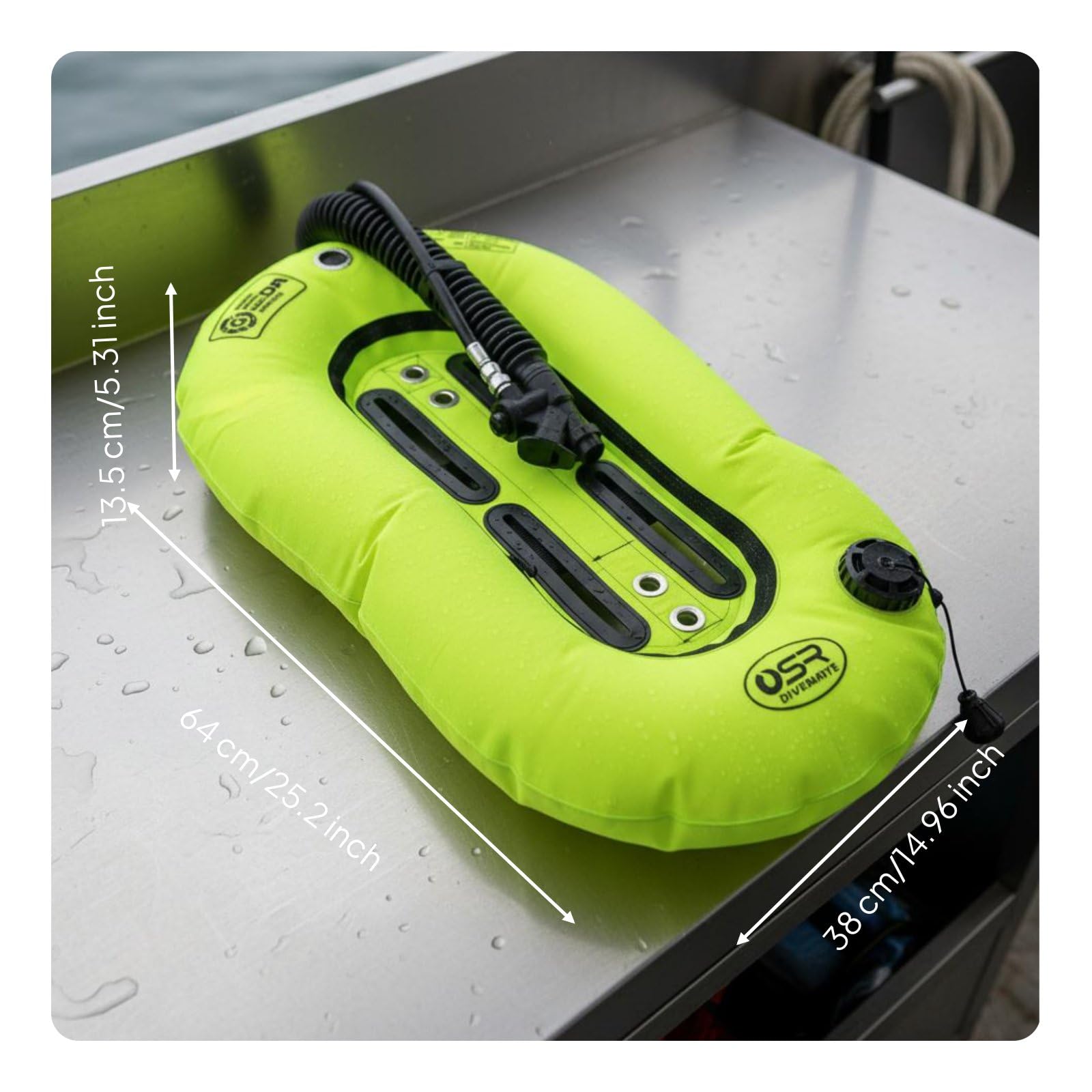 Aile de Plongée Nylon Compensateur de Flottabilité Donut Wing Gilet Stabilisateur Cellule d'air Gonflage Rapide 25lbs et 30lbs Air Fluide Adaptée , Jaune Fluo