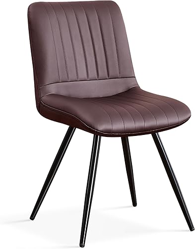 Vista 44 de Sillas de comedor, modernas sillas de comedor con cojines gruesos, sillas tapizadas de piel sintética para cocina, comedor con patas de metal