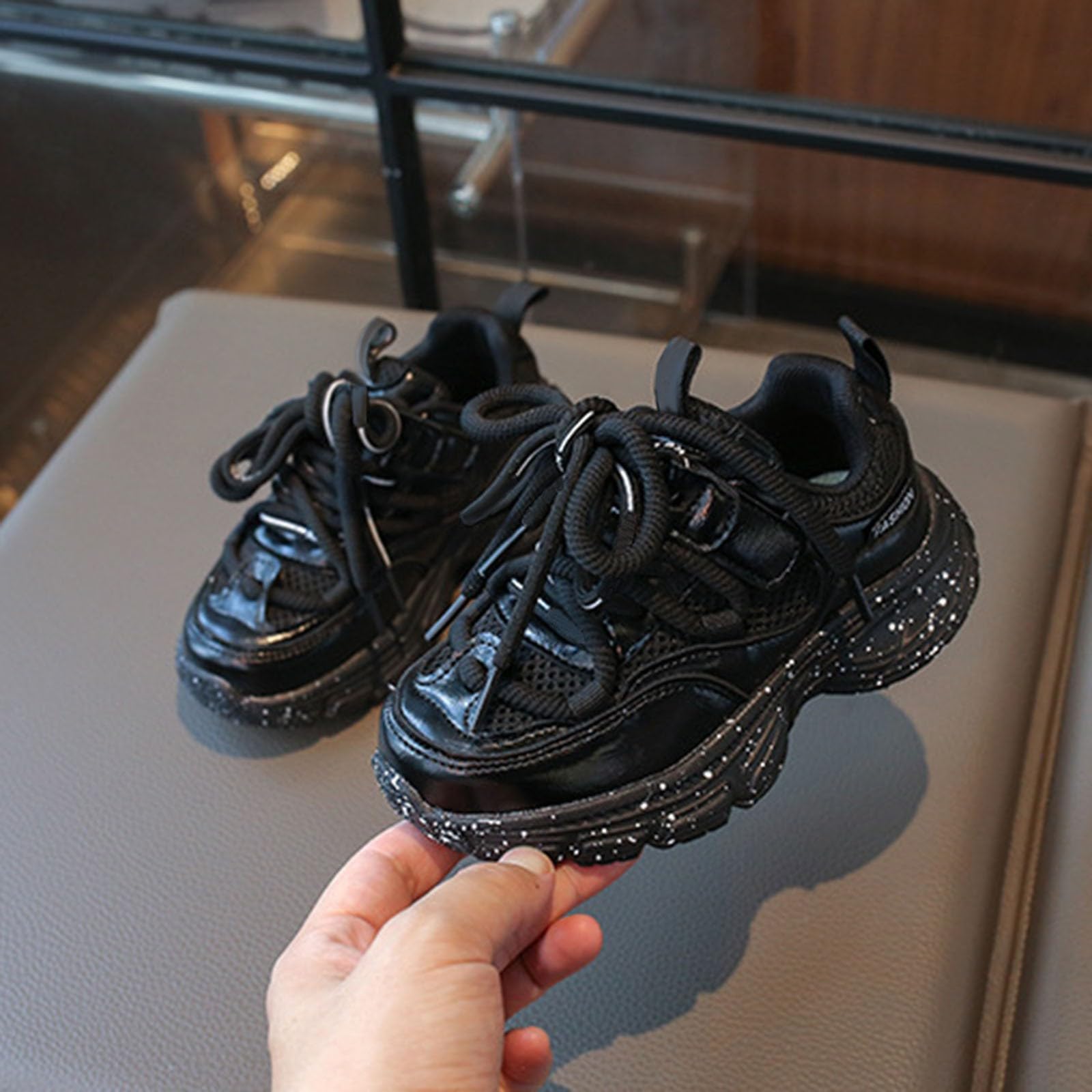 Chaussures de sport pour garçon et fille - Semelles épaisses - Antidérapantes - Chaussures d'intérieur tendance - Chaussures de fitness confortables - Chaussures de marche décontractées - Respirantes