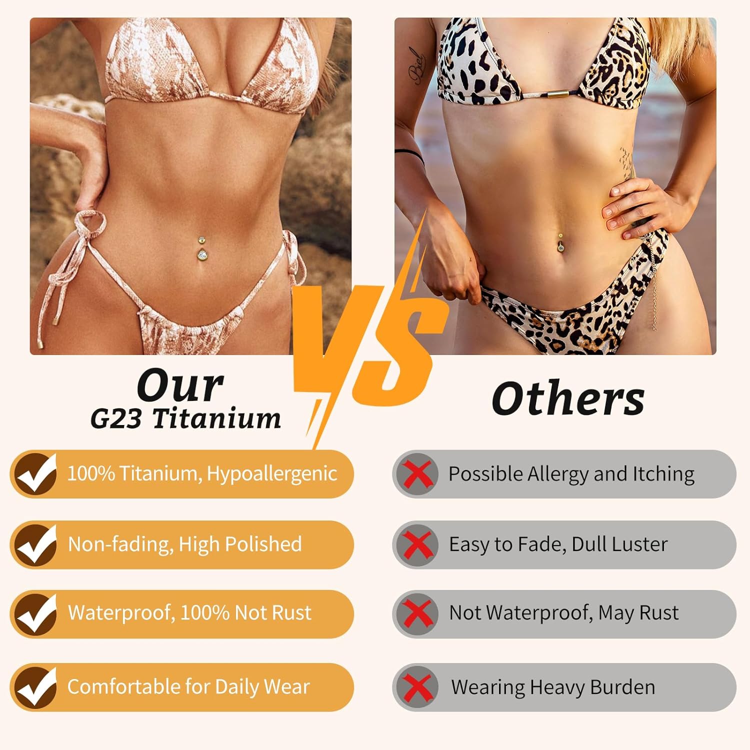 2PC G23 Titanium Belly Button Rings Internally Threaded Navel Barbell Belly Piercing Jewelry 6mm 8mm 10mm 12mm 14mm 16mm of Length to Choose Round Cubic Zirconia Belly Rings for Women Men - Image 6