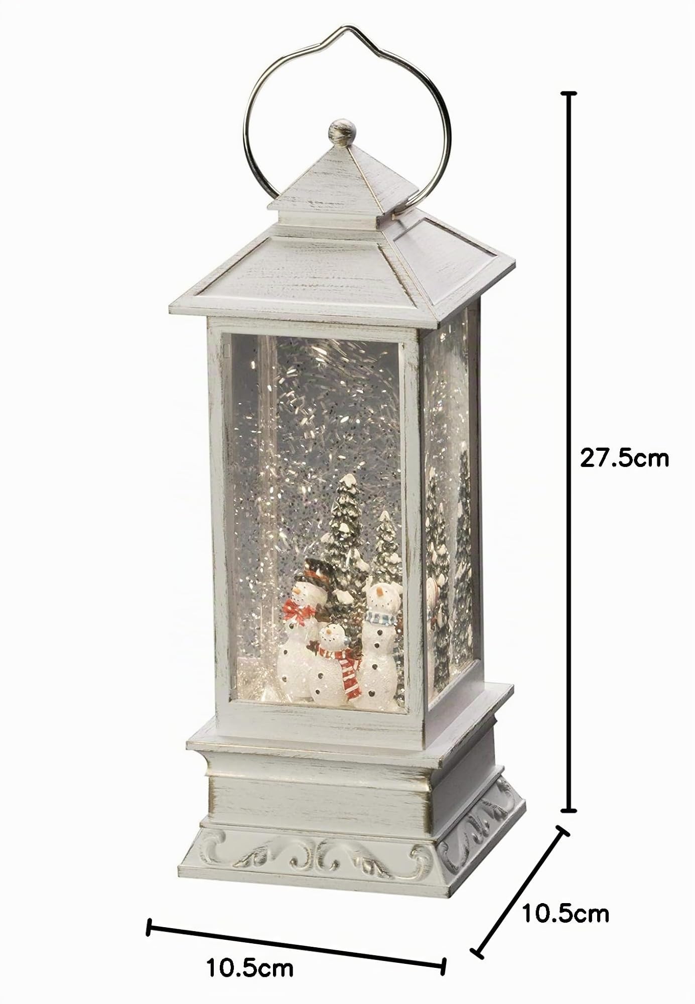 Konstsmide 4365-200 Linterna LED de Globo de Nieve Snowman Family Scene, Relleno de Agua/Giratorio de Agua/Interior (IP20) con Temporizador de 5 Horas/Funciona con Pilas: 3 x C 1,5 V (exc.)/Linterna