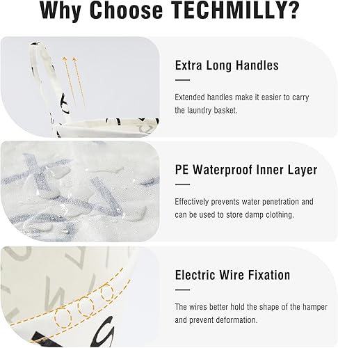 Miniatura 6 de Cesta de almacenamiento grande para niñas y niños, cesta de lavandería plegable con asas largas, contenedores de juguetes para guardería, decoración
