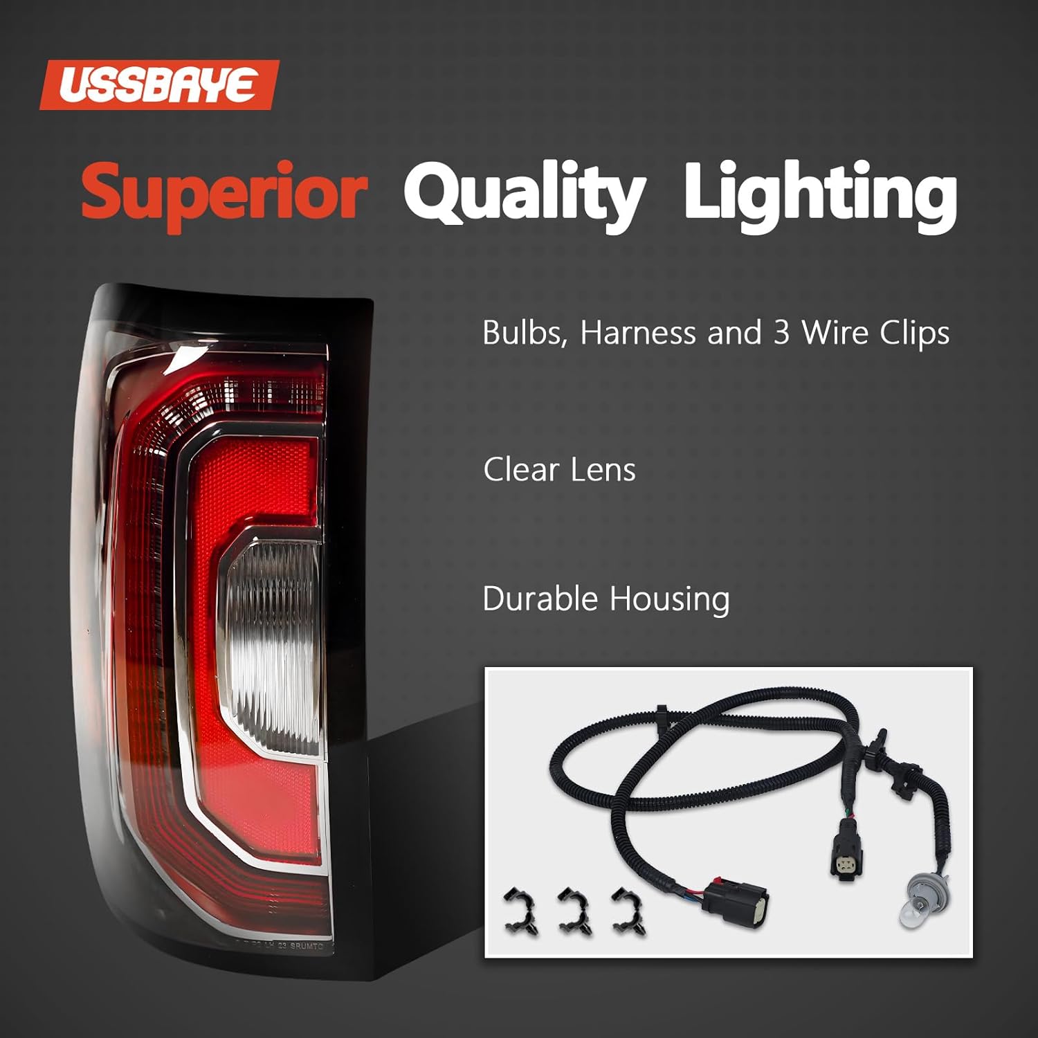 LED Tail Lights Compatible with 2016 2017 2018 GMC Sierra 1500 SLT/Denali Taillight Assembly Rear Taillights with Bulbs and Harness GM2800295 84233587 84365930 （Left Driver Side）