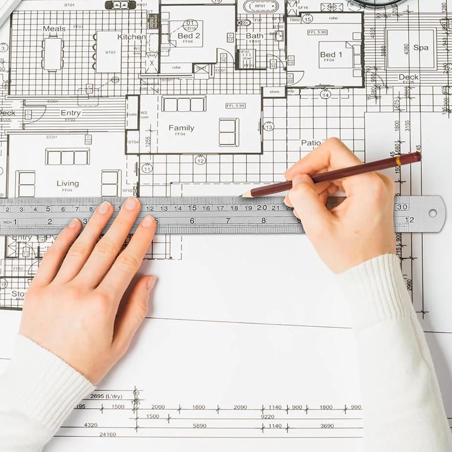 20 Pack 12 Inches Stainless Steel Ruler, Precision Metal Rulers, Straight Edge Ruler for Office, Woodworking, Engineering