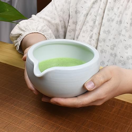 Miniatura 7 de Artcome Kit completo de ceremonia de matcha de 7 piezas para ceremonia de té, cuenco con boquilla de vertido, batidor, cuchara de té, colador de