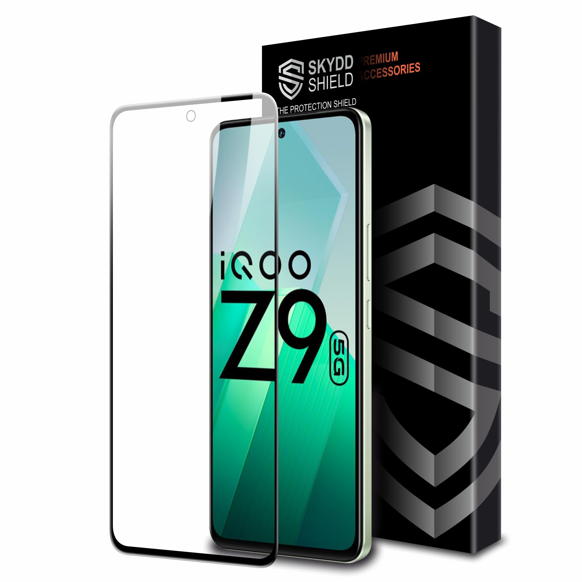 Skyddshield Military-Grade Gorilla Tempered Glass Compatible with iQOO Z9 and Vivo T3 (6.67 Inch) With Installation Kit | Edge to Edge Coverage | Black