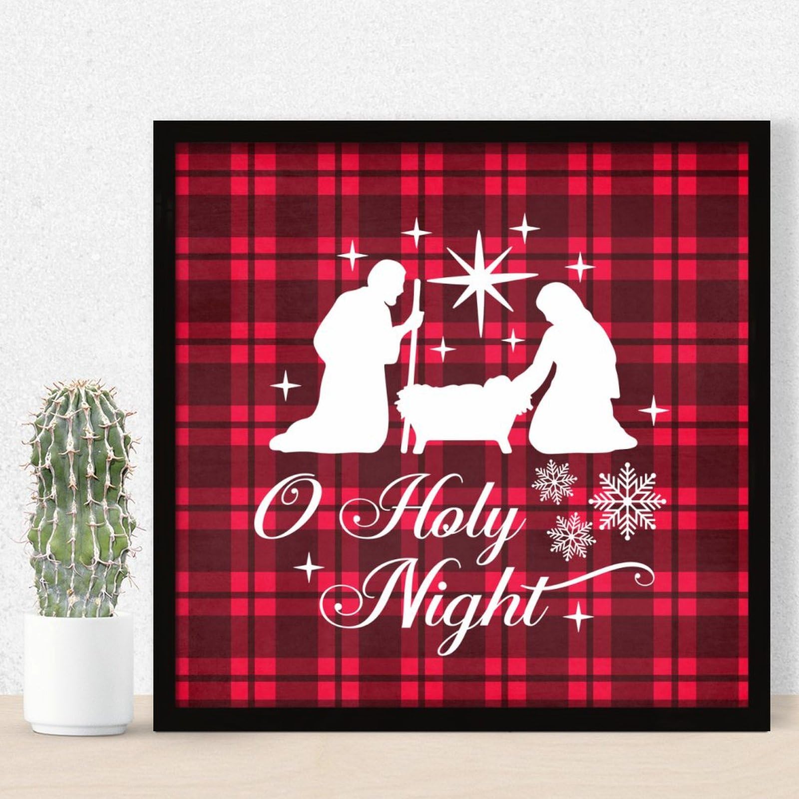 Panneau O Holy Night en bois encadré de 30,5 cm pour la décoration de maison