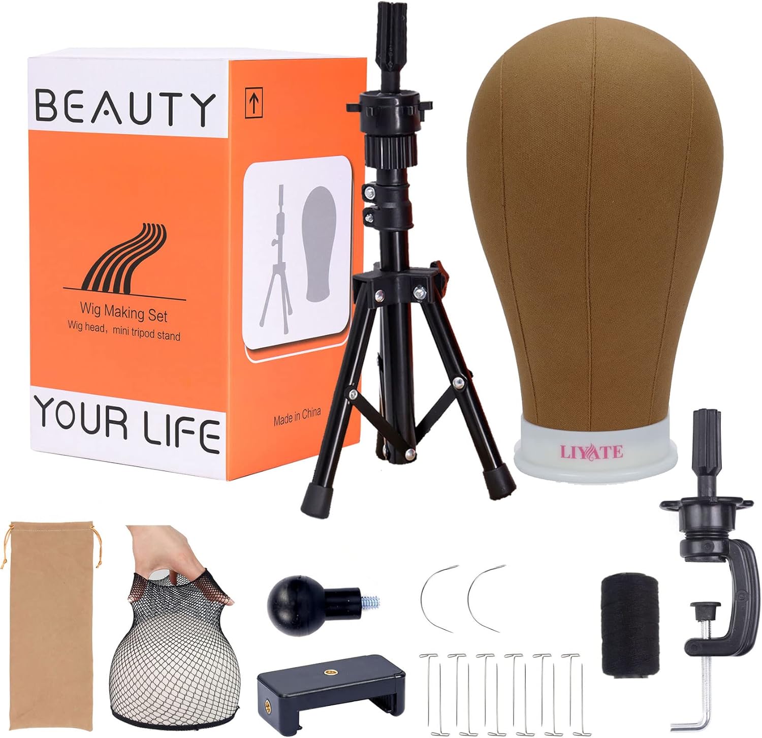 LIYATE Wig Stand Tripod with Head, Wig Head Stand with
