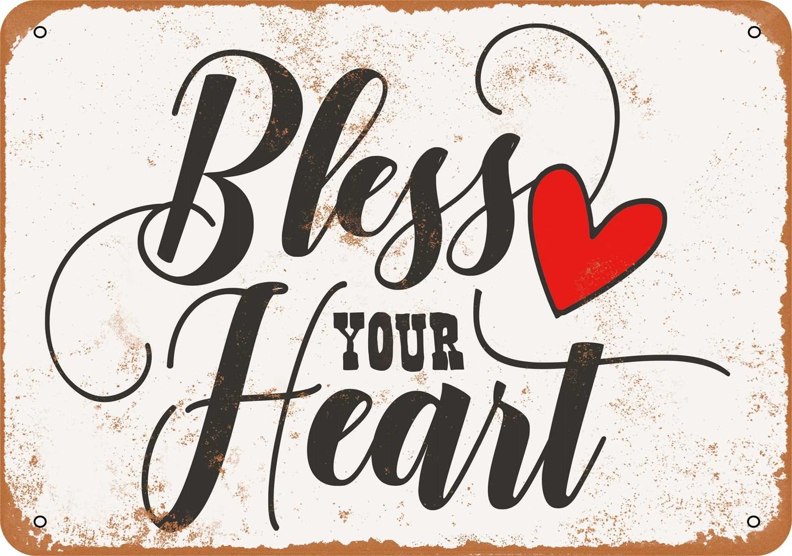 Miaomansenstore Metal Sign - Bless Your Heart - Vintage Look Home Decor