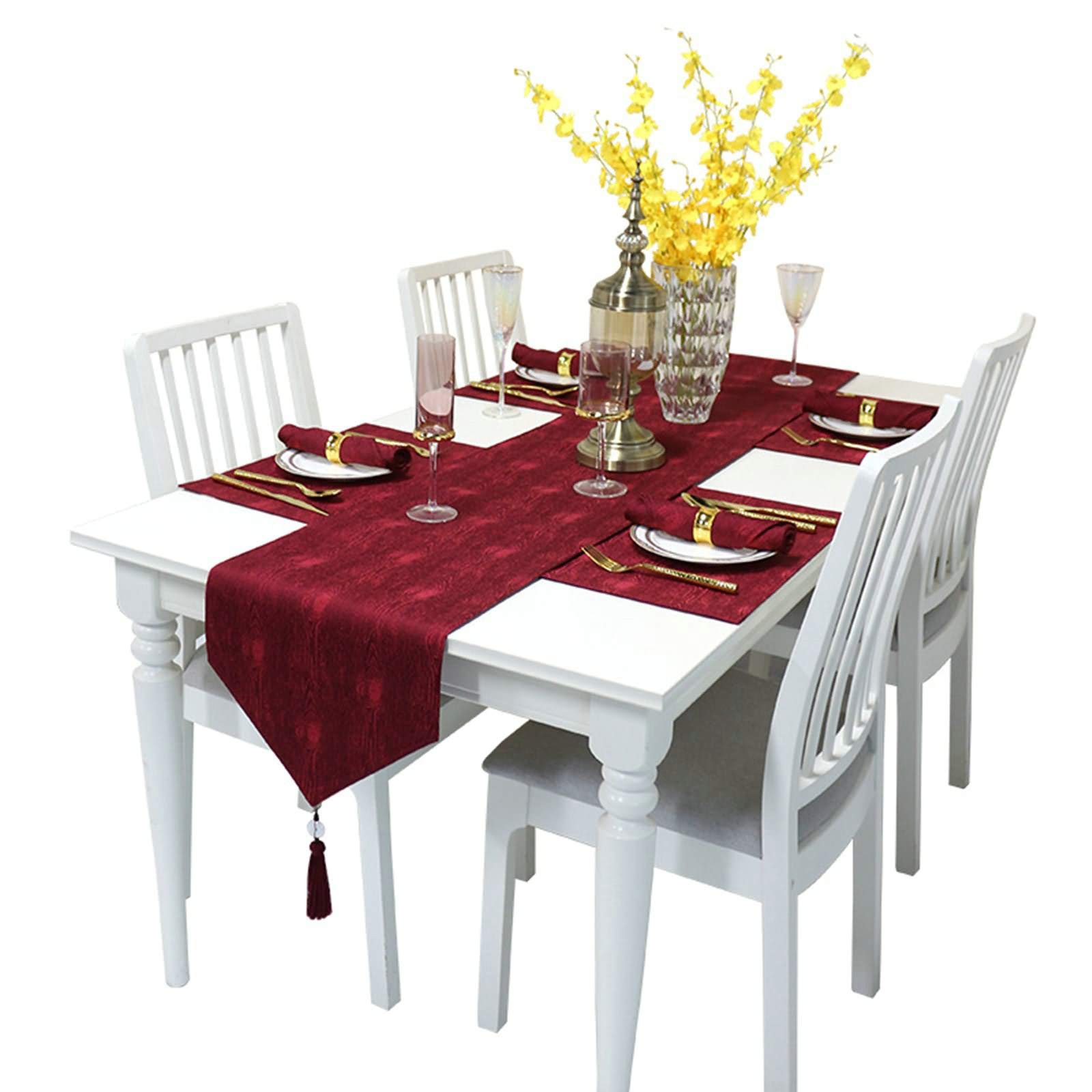 Aeici Chemin de table carré décoratif en coton - Motif triangles - 35,6 x 200,3 cm - Fuchsia