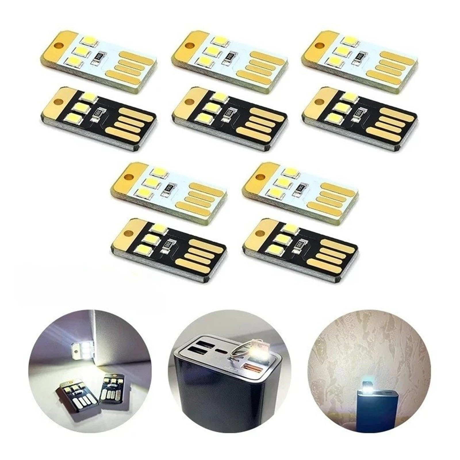 Lampe de lecture pour mini USB LED avec interrupteur tactile DC5 V 0,2 W pour batterie externe ordinateur portable (10 pièces, noir)