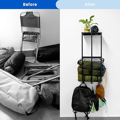 Miniatura 7 de Sillas de camping de almacenamiento para garaje  Soporte de pared de metal para organización de garaje, estantes de almacenamiento de sillas de