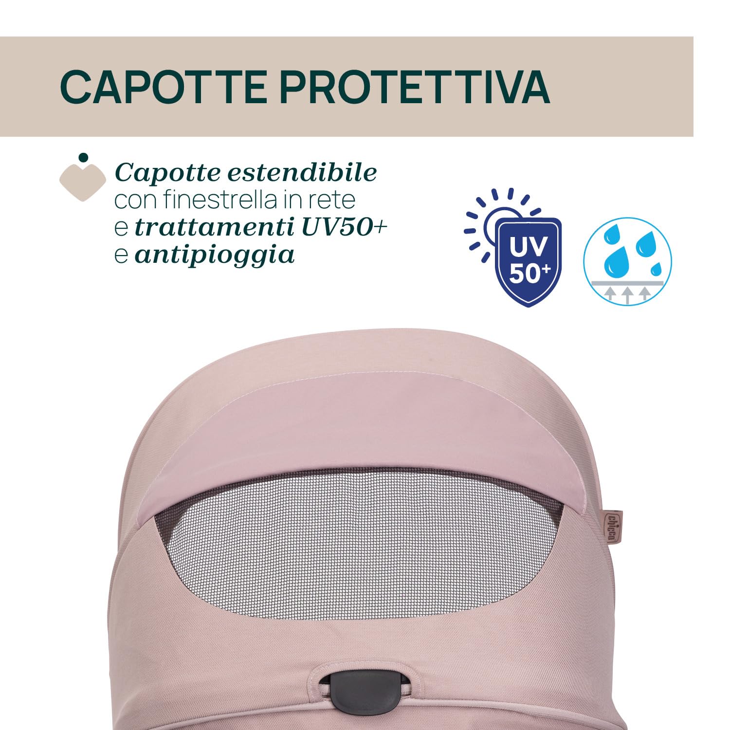 Chicco Passeggino Seety, Passeggino Leggero e Compatto Da 0 Mesi a 4 Anni, Portata Max 22kg, Passeggino Pieghevole, Schienale Reclinable, Chiusura Automatica in 1 Gesto, Capotte Parasole e Parapioggia