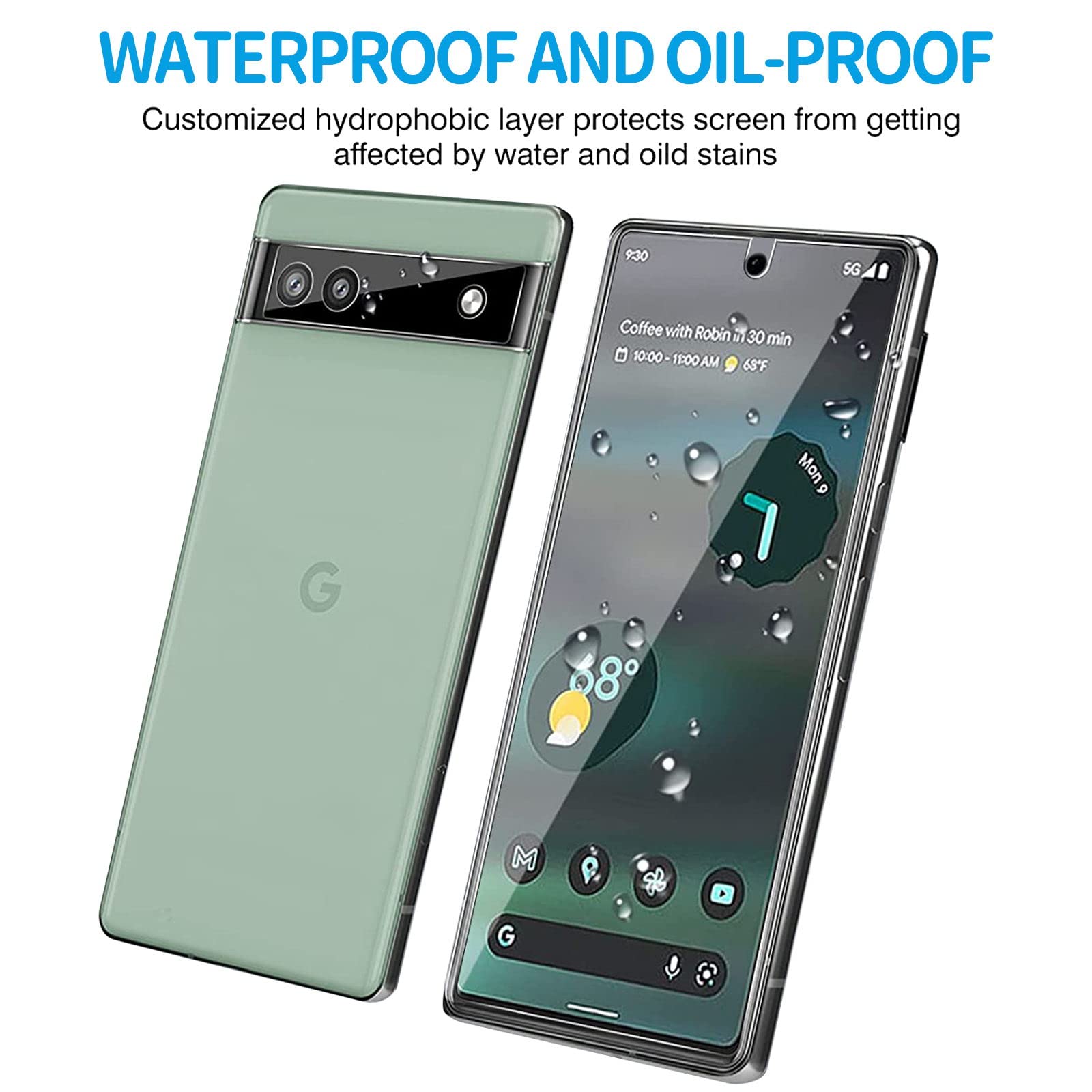 [3+3 sztuki] Szklana osłona ekranu do Google Pixel 6a 5G, 9H szkło hartowane, kompatybilne z odciskami palców, przezroczyste etui HD odporne na zarysowania