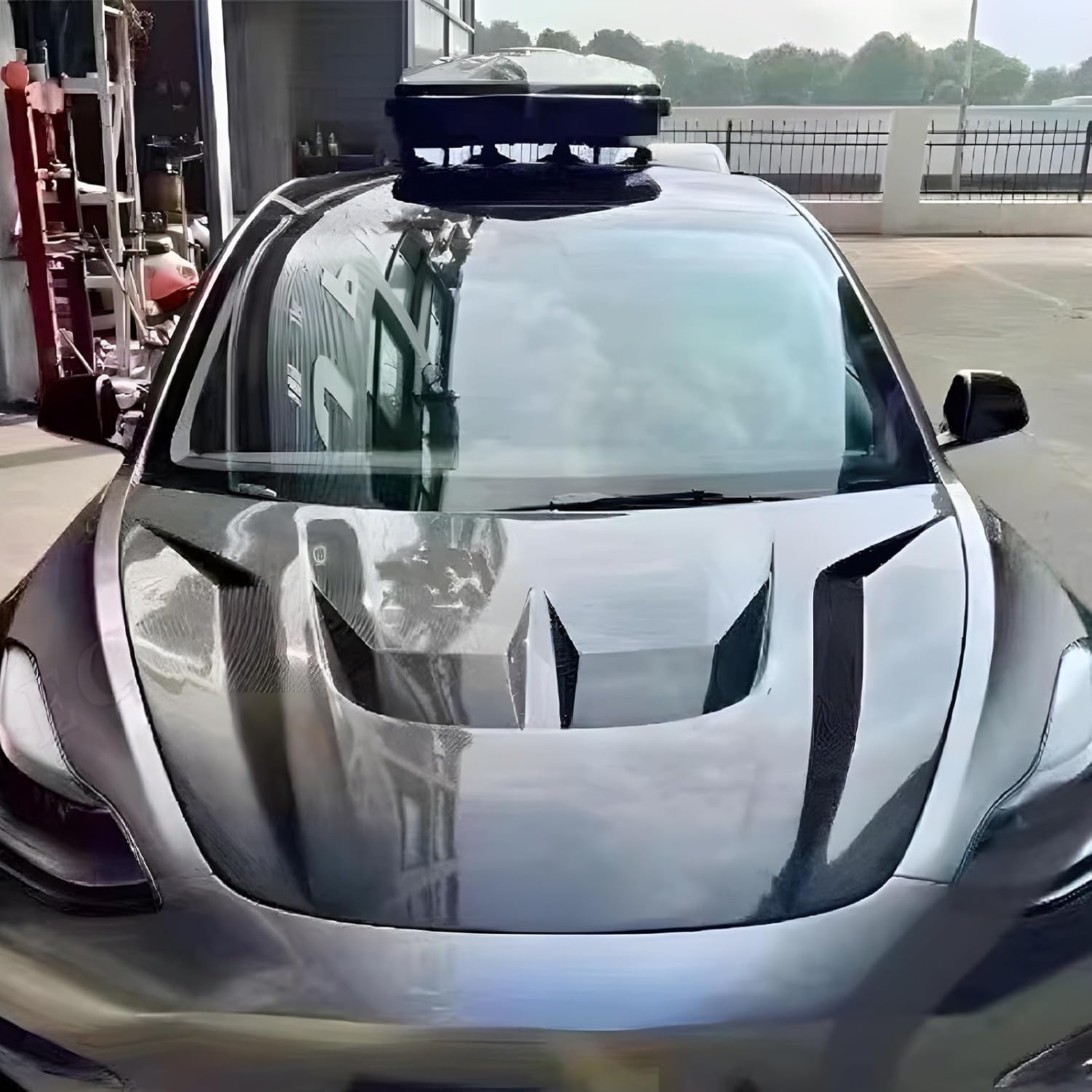 Carbon Fiber Engine Hood, Car Intake Panel Bonnet, Compatible with Model Y 3