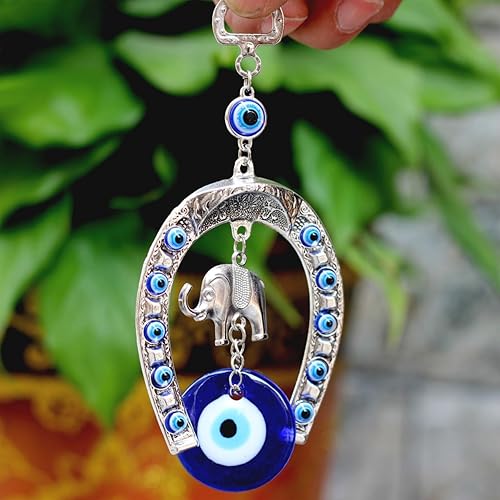 Miniatura 7 de Abalorio de ojo azul de buena suerte para mujer, símbolo de herradura, mal de ojo, colgante de pared, adorno colgante turco de herradura de ojo