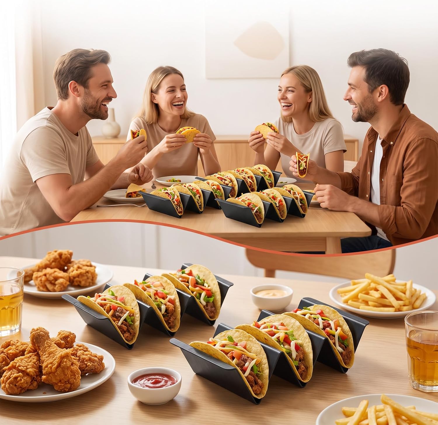 24 Pcs Taco Holders Taco Stand Black Plastic Large Tray Plates