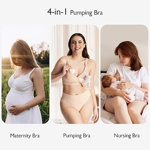 Miniatura 4 de Momcozy Lycra Pumping Bra Hands Free with Fixed Padding, Comfortable Support Pumping and Nursing Bra in One