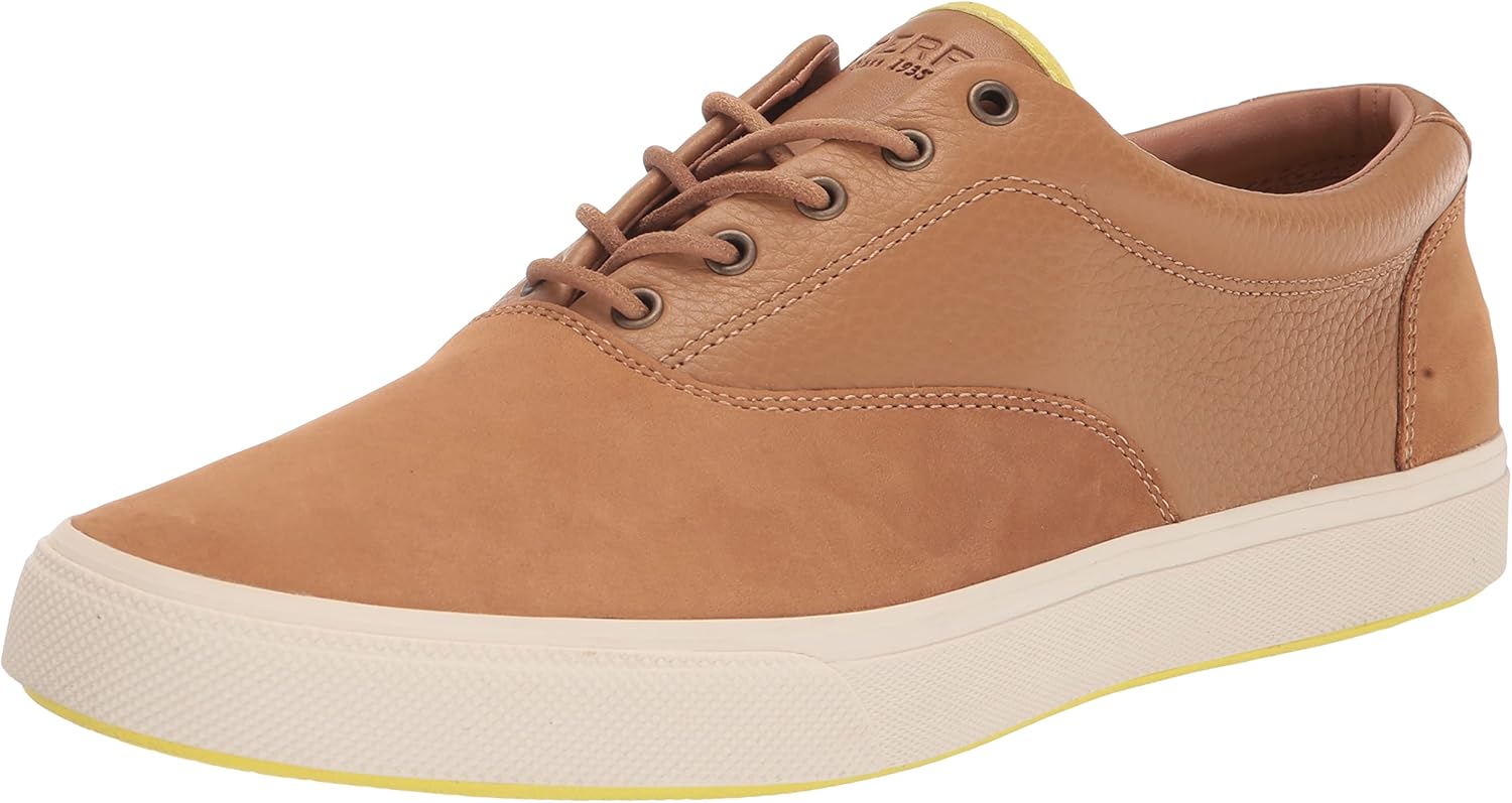 Sperry Men's Striper PLUSHWAVE CVO Sneaker, TAN, 10.5 Wide