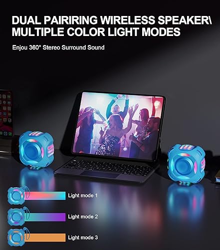 Miniatura 7 de Altavoz de ducha Bluetooth comiso, altavoz impermeable IP67 con luz LED, altavoces portátiles con estéreo inalámbrico verdadero, flotante, 2000mAh,